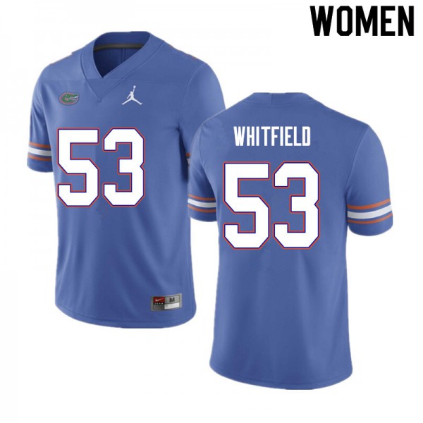 Women #53 Chase Whitfield Florida Gators College Football Jersey Blue